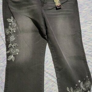 Embroidered Black Jeans for Women